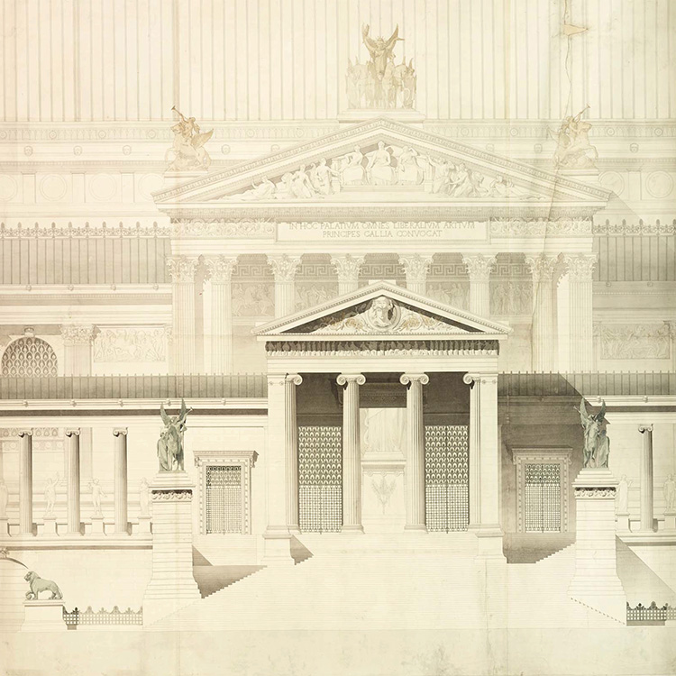 1876 - Dessin BLONDEL, Façade Grand Prix de Rome