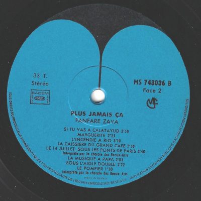 1974 : Fanfare Zava "Plus jamais ça" - Face 2